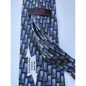 Grateful Dead Tie Ninth Set Geometric Optical illusion Blue Silk Necktie 3.5"